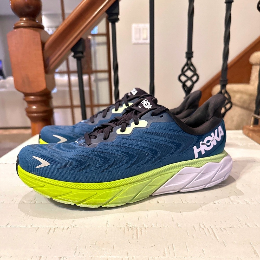 Hoka One One Arahi 6 Men's Running Shoes Blue Yellow Size 9.5 D 1123194 - Picture 2 of 12